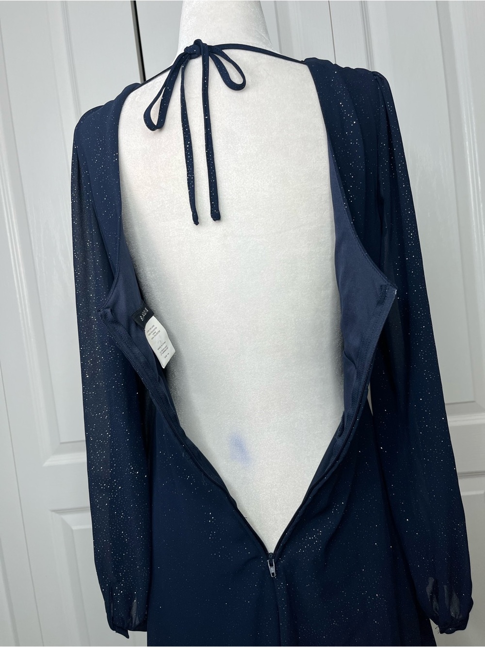 B Darlin Navy Sparkle V-Neck Long-Sleeve Dress - Picture 10 of 12